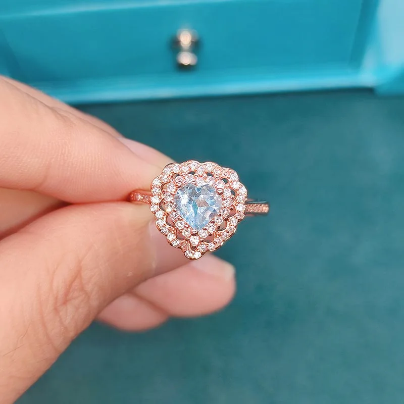 Черный ангел имитация небесного голубого топаза любовь сердце комплект