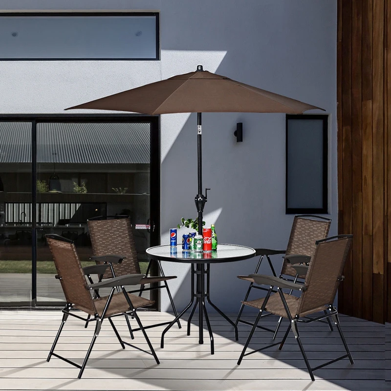 

COSTWAY 32" Outdoor Patio Round Tempered Glass Top Table with Umbrella Hole OP70488