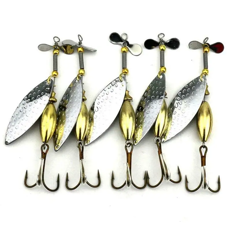 

Lot 5 Sinking Spinner Spoon Bait Fishing Lure Artificial Hard Bait for Trout Bass Pike Fishing Tackle Equipment 15g/9.8cm