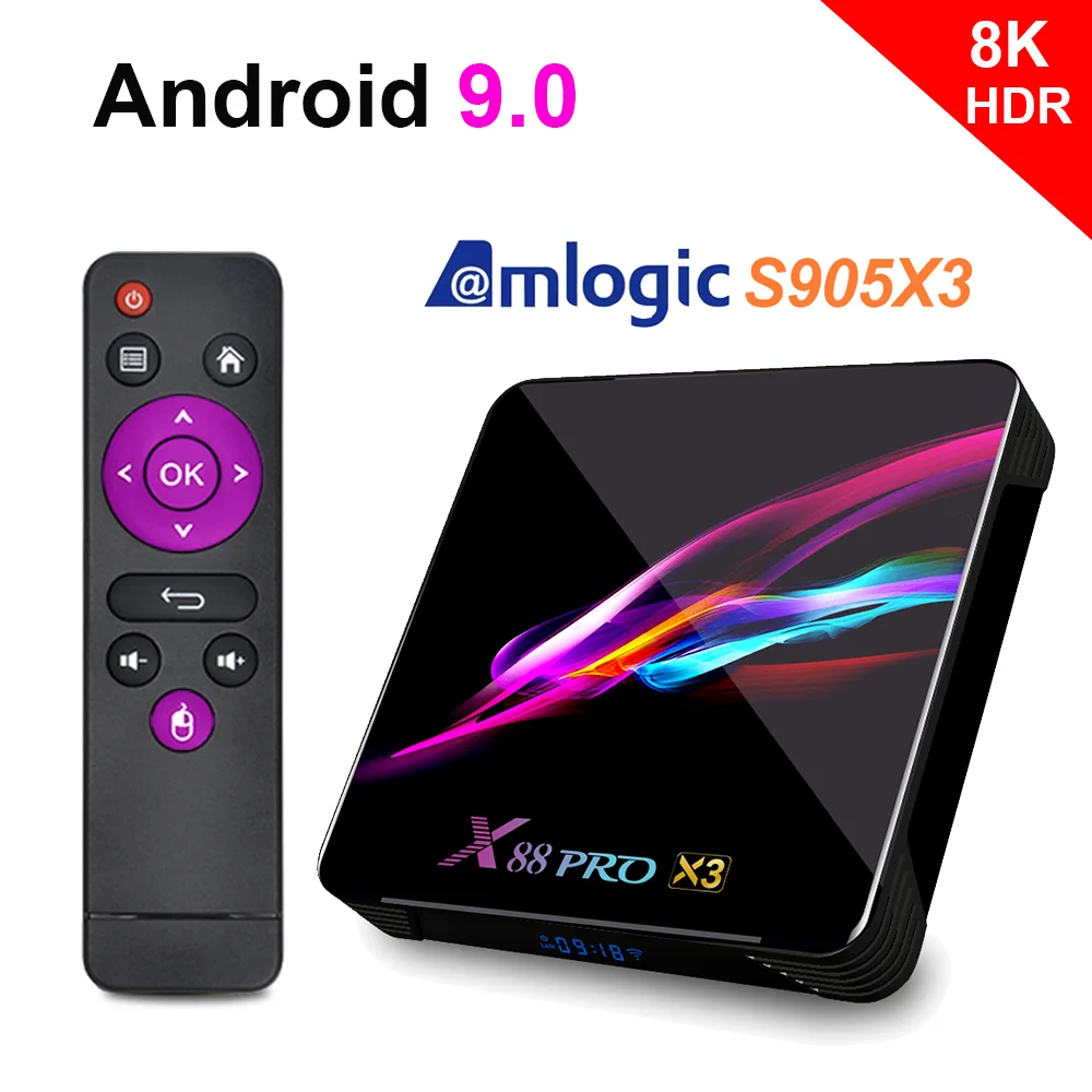 ТВ приставка Amlogic S905x3 на Android Netflix Youtube HD 8K 9 0 LEMADO Smart TV Box X88 Pro X3 для Испании