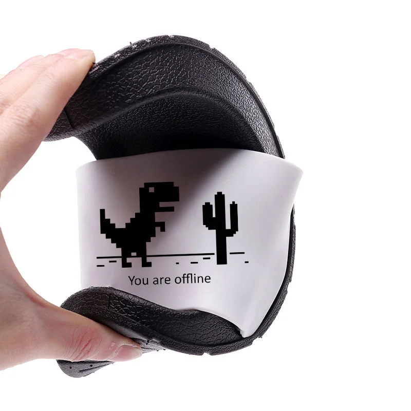 

2021 women slippers Summer You Are Offline Funny female Creative Sandals Jurassic offline park women's Comfortable flip flops