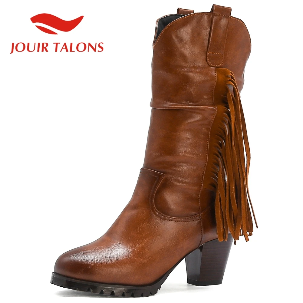 Женские высокие ботинки с бахромой без застежки размеры до 48|Сапоги середины