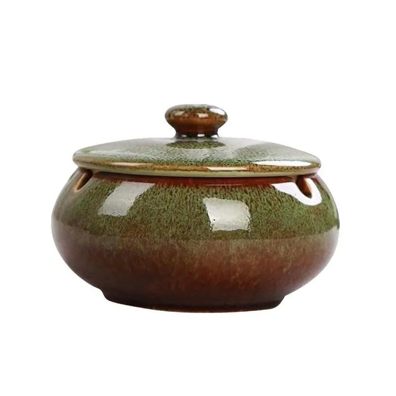 1 шт. Ретро Керамика пепельницы Портативный круглый горшок с защитой от ожогов