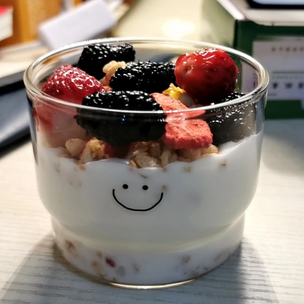

Korean-Style Glass Milk Cup Stackable Transparent Cup Breakfast Glass Smile Love Cup Coffee Milk Cup Mug Cute Glass Bottle