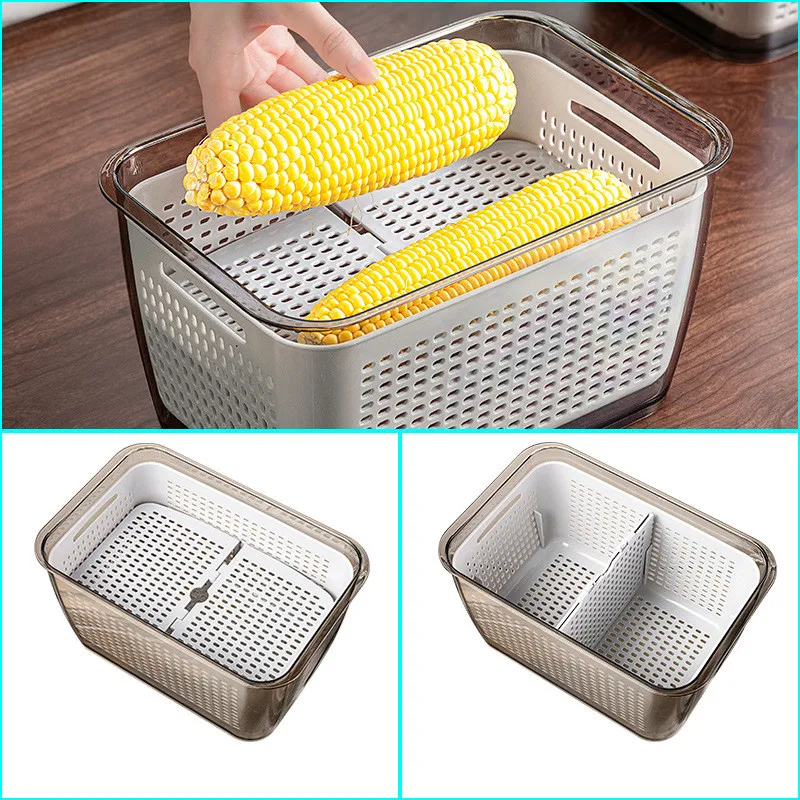 

Контейнер для хранения свежих овощей и фруктов в холодильнике, контейнер для хранения в холодильнике, сливная корзина, контейнеры для хране...