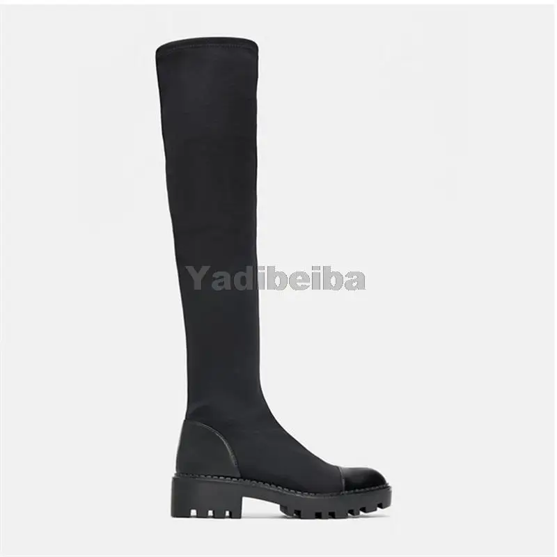 

Black Women Shoes Over the Knee Sock Boots Slim Thigh High Boots Winter Summer Knee Platform Heels Boots Sexy Sock Boot Heels