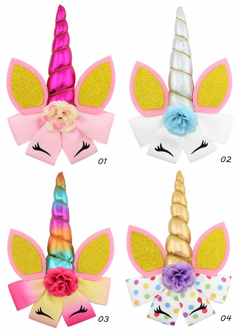 

5.5 Inches Unicorn Floral Hair Bows With Clip For Kids Girls Boutique Hair Clip Handmade Hairgrips Hair Accessories 992