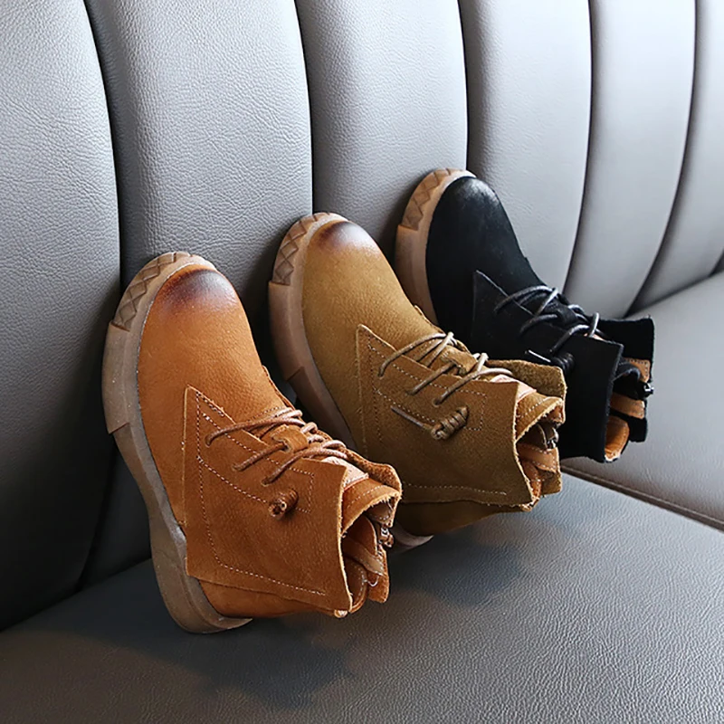 Детская обувь Dolakids Новинка осени и зимы ботильоны из воловьей кожи для мальчиков