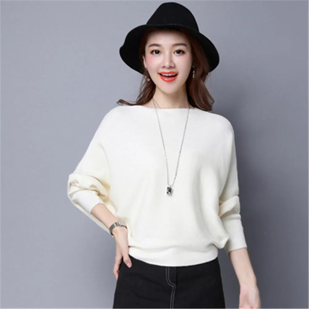 Women Loose Batwing Knitted Pullover Tops Lace Decoration 2020 Autumn Striped Sweaters With Holes Pullovers Fashion Jumper Z3272 | Женская