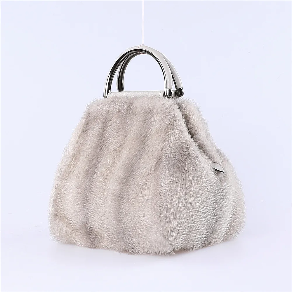 New Arrival Tote Women Handbag New Fashion Plush Bag Real Mink Fur Bag