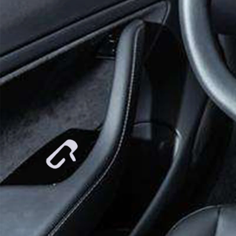 For Tesla Model 3 8PCS/Sheet Open Door Exit Vinyl Sticker Decal White PVC Interior Decoration Button Reminder TREYUES | Автомобили и