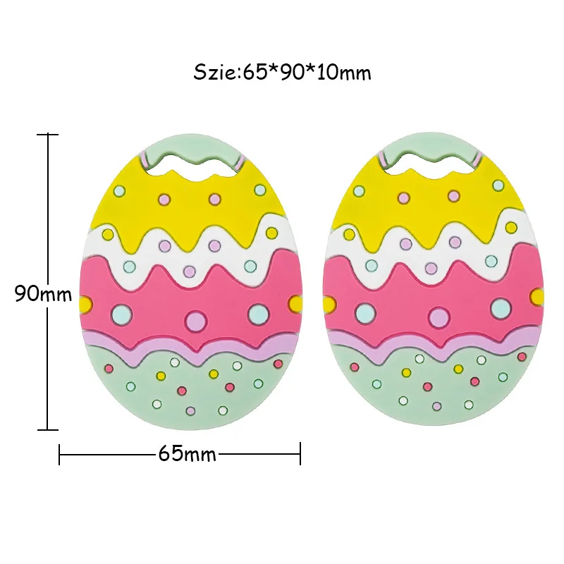 Chenkai-mordedor de silicona de huevo de Pascua para beb&eacute;, chupete de lactancia sensorial sin BPA, collar infantil, colgante, juguete de dentici&oacute;n, 5 uds.-3