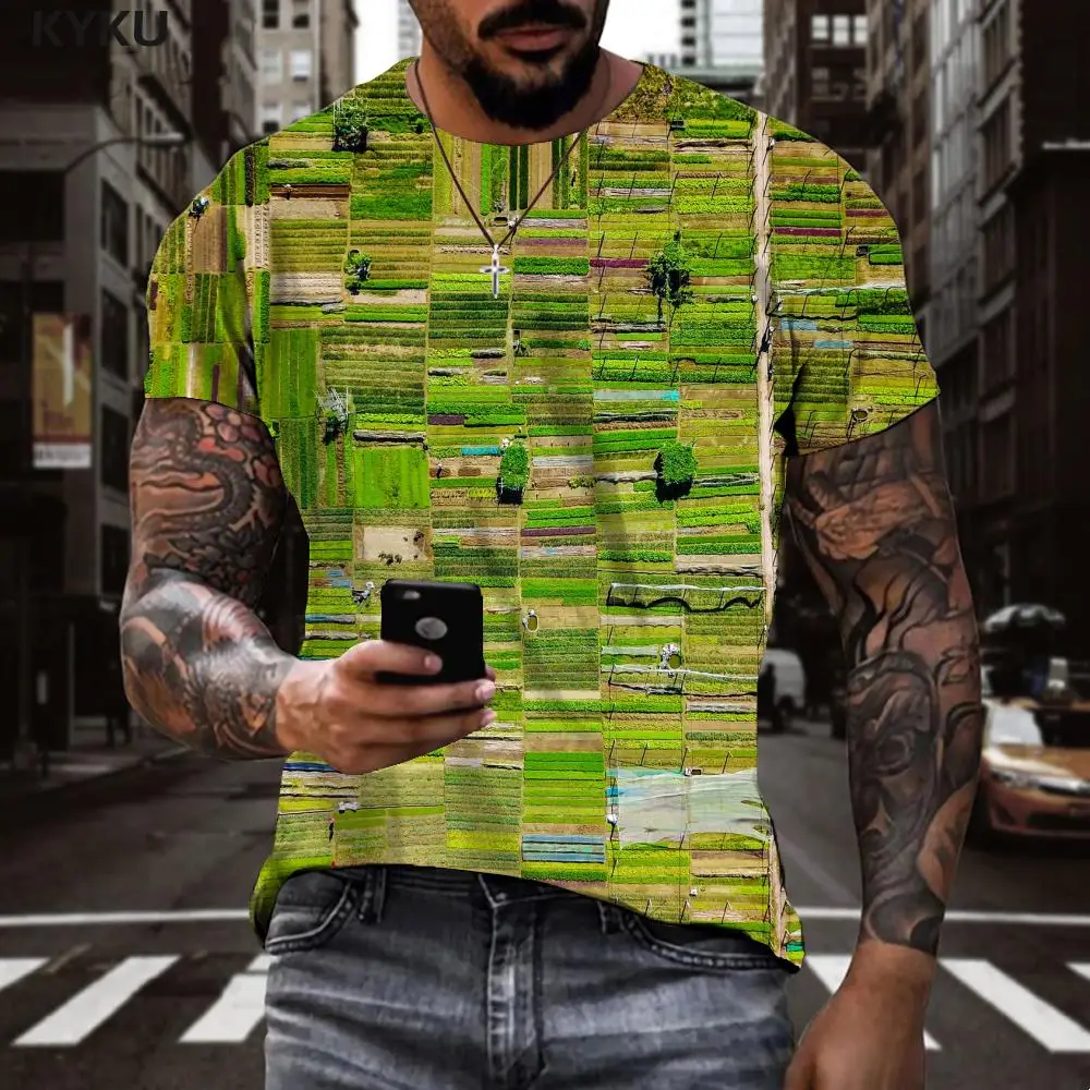 Мужская футболка с принтом KYKU зеленая абстрактного аниме психоделическая
