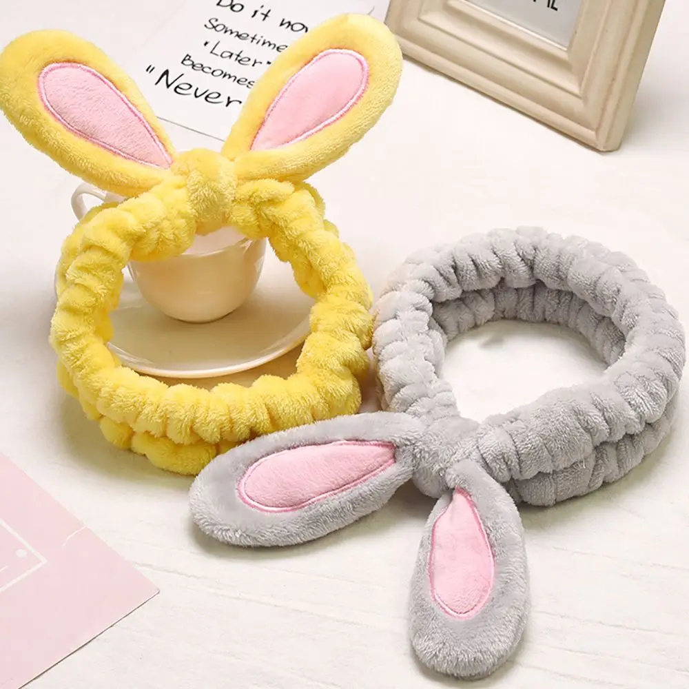 

Hair Band Elastic Women Makeup Hairband Wash Face Shower SPA Headband Cute Soft Big Rabbit Ears Headwrap Girls Hair Accessories