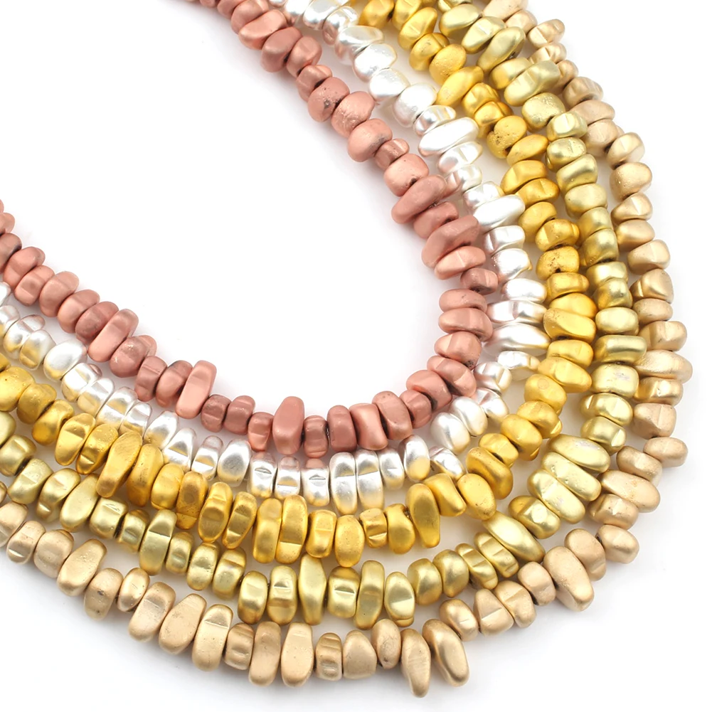 Натуральный камень ассиметричный гравий матовый KC позолоченный гематит бусины