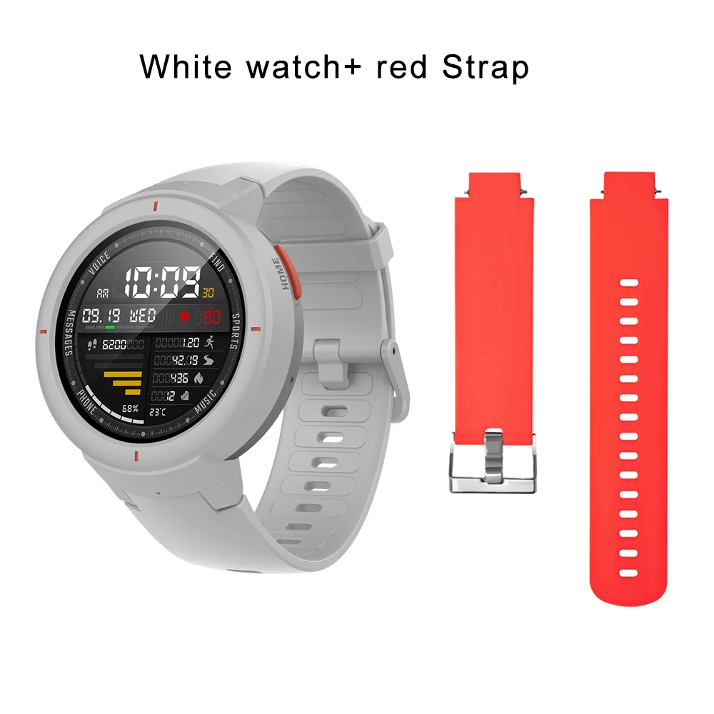 Глобальная версия Hua mi AMAZFIT Verge 3 gps умные часы IP68 AMOLED экран ответ на звонки умные часы мульти спортивные для mi 8 - Цвет: White add redstrap