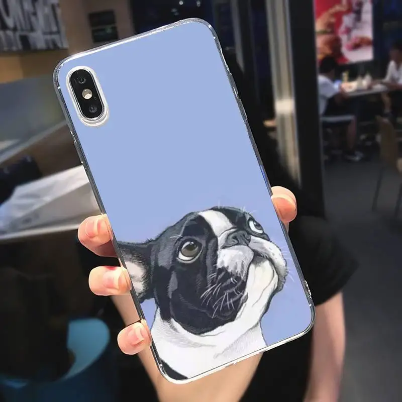 

French Bulldog Cute Funny animal Phone Case Transparent soft For iphone 5 5s 5c se 6 6s 7 8 11 12 plus mini x xs xr pro max