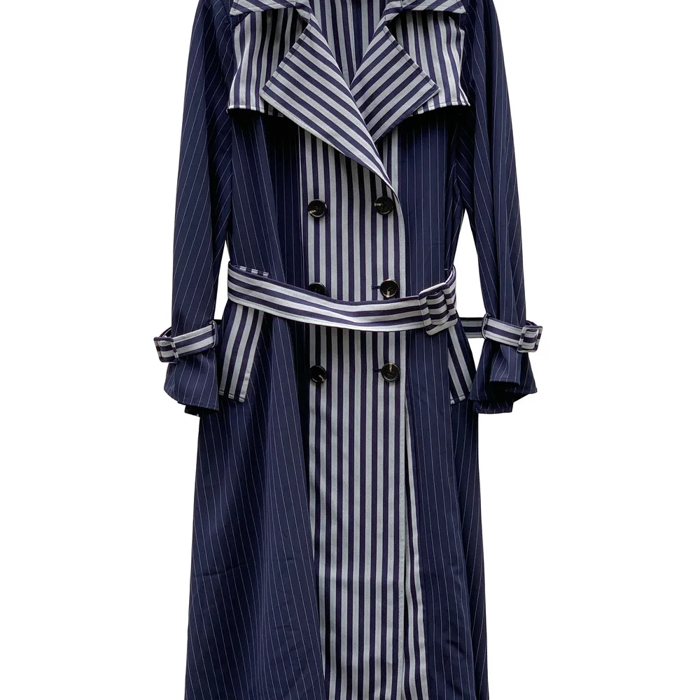 

New 2020 Autumn Long Women's Windbreaker England Style Trench Coat Outwear Striped Ladies Long Trench Coat