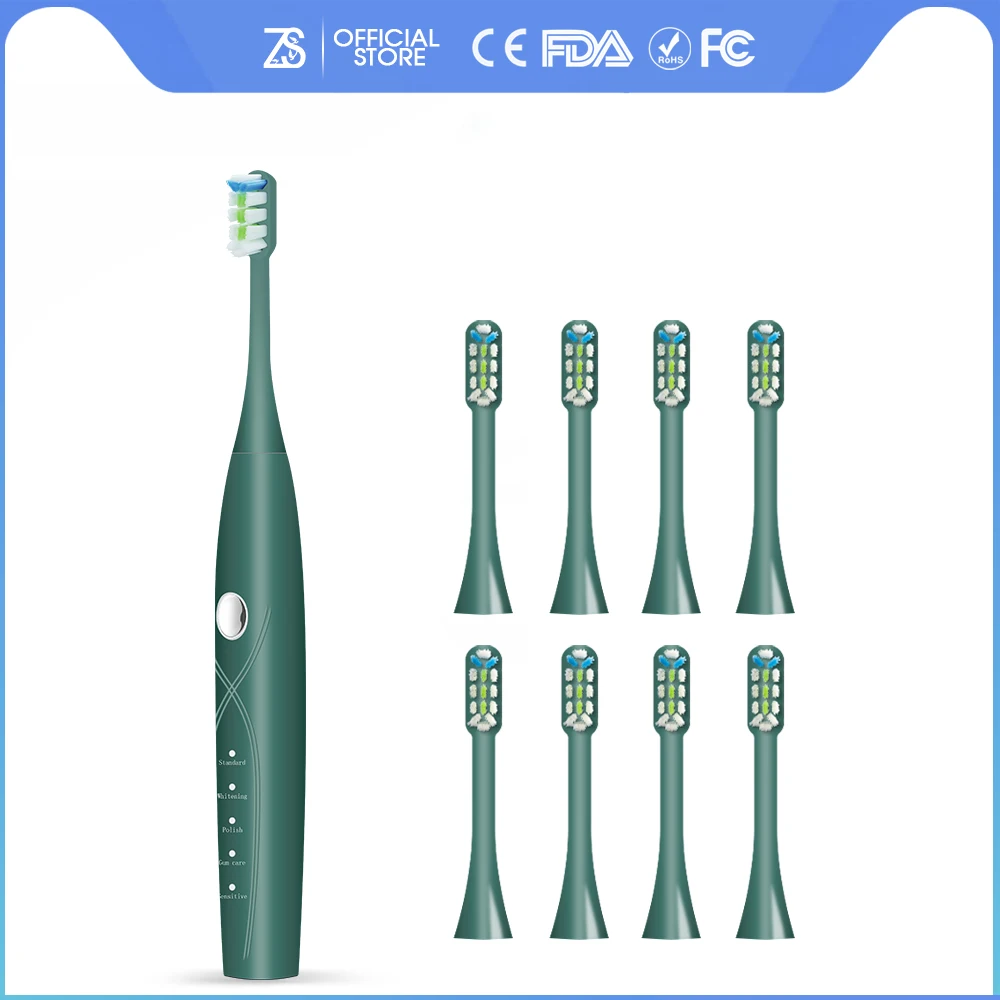 

[ZS] 5 Modes IPX7 Fast Charge Maglev Green Sonic Electric Toothbrush Unisex Smart Care Appliances Clean Replacement Brush Heads