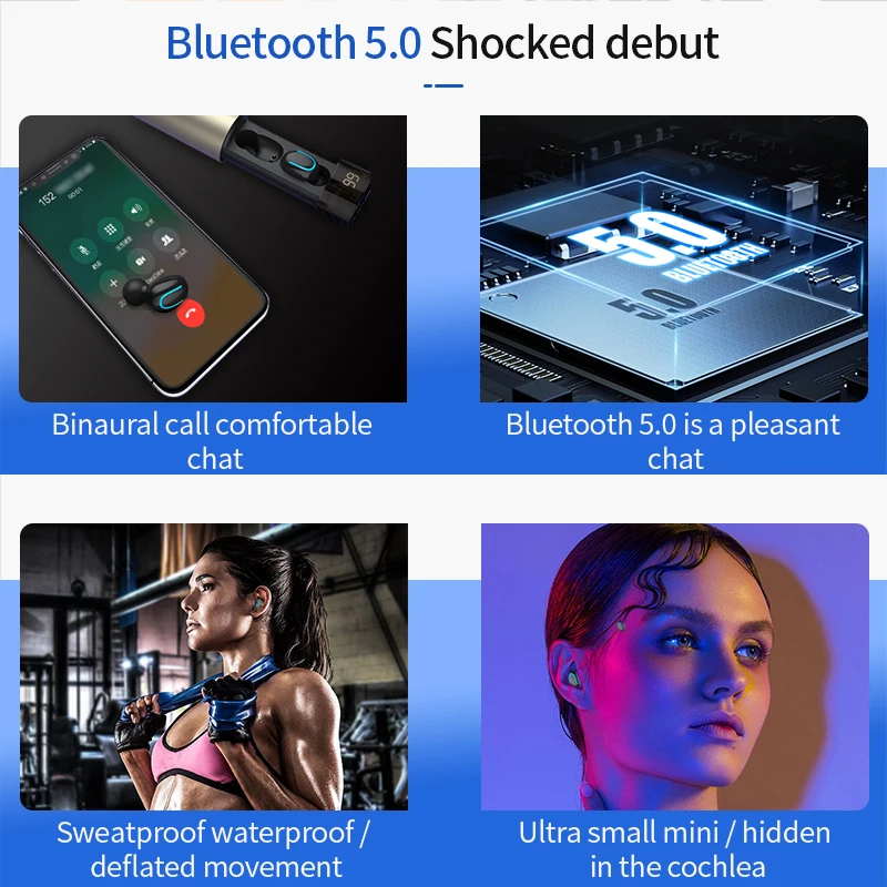 Bluetooth наушники беспроводная мини гарнитура водонепроницаемые с зарядным