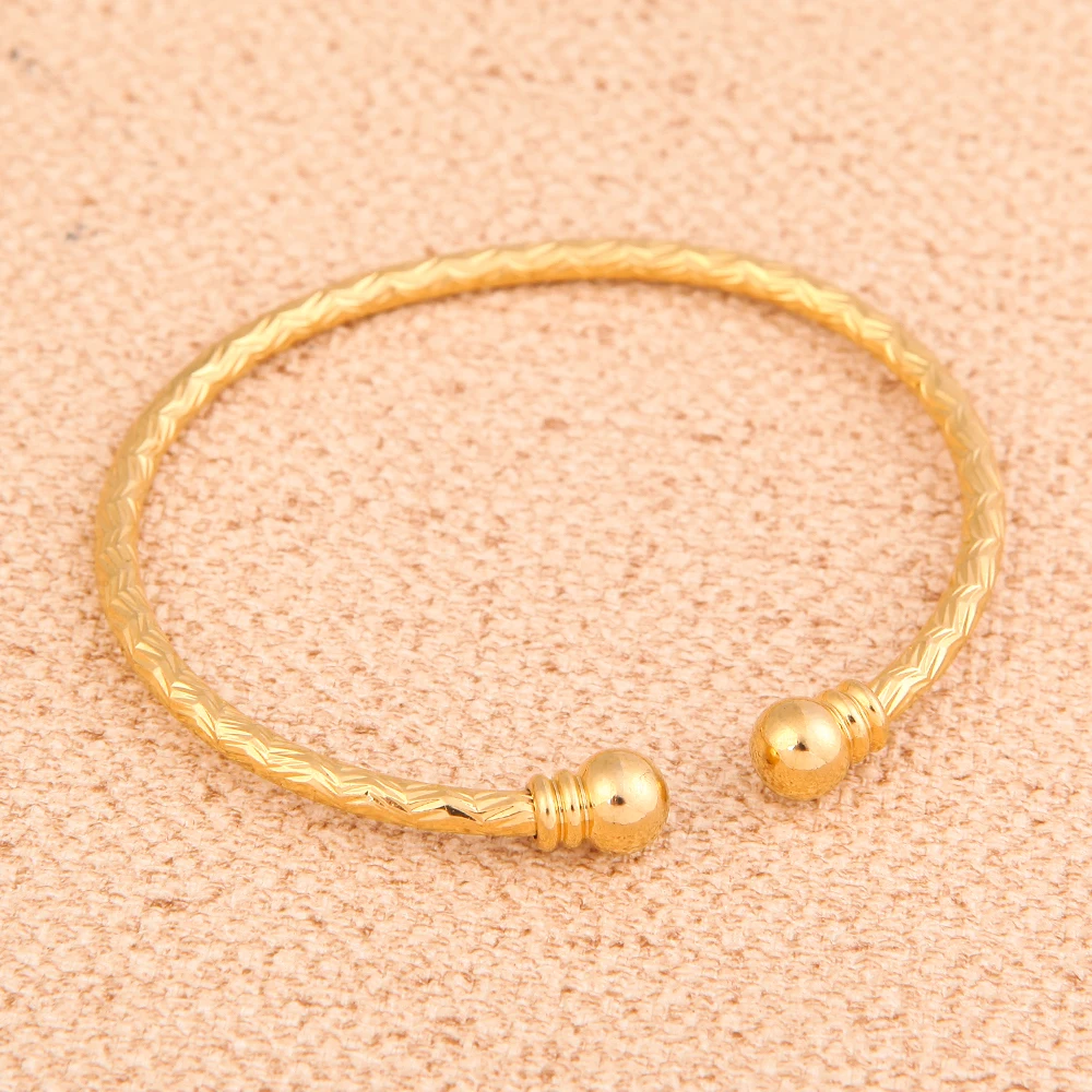 Gold Color Bangle Jewelry For Boys Girls Ethiopian Kids Bangles Cuff Bracelet | Украшения и аксессуары
