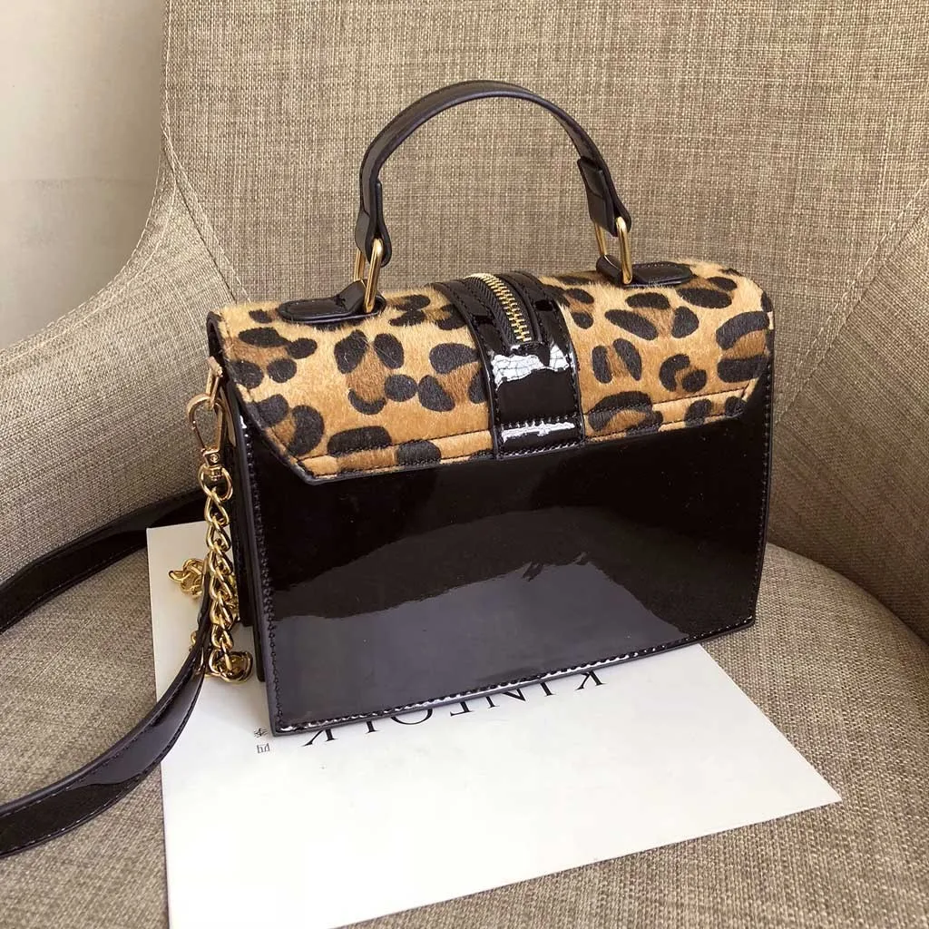 2019 women's leopard handbags PU leather shoulder bags solid black and burgundy Crossbody Bags For Women lady chain Bag#35 | Багаж и