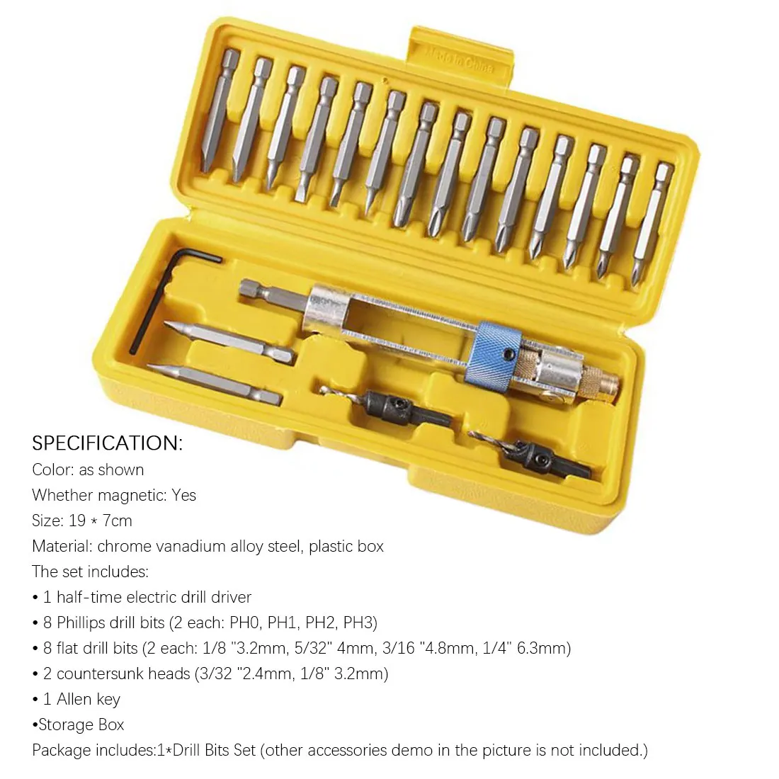 

20Pcs Half Time Drill Driver Multi Screwdriver Sets Updated Version 16 Different Kinds Head with Countersink Bits Allen Wrench