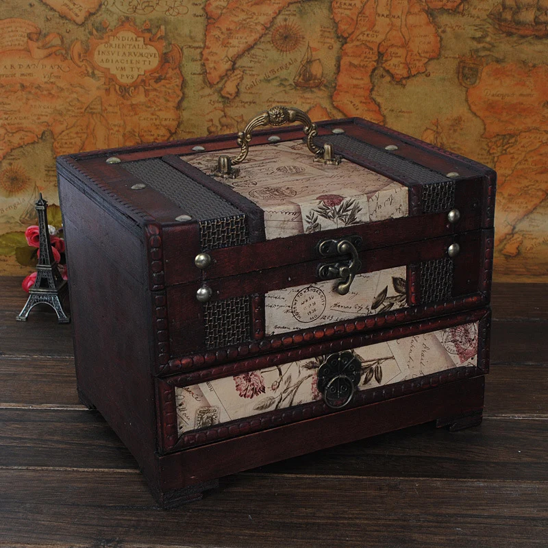 Традиционная коробка для хранения в стиле ретро ностальгические деревянные