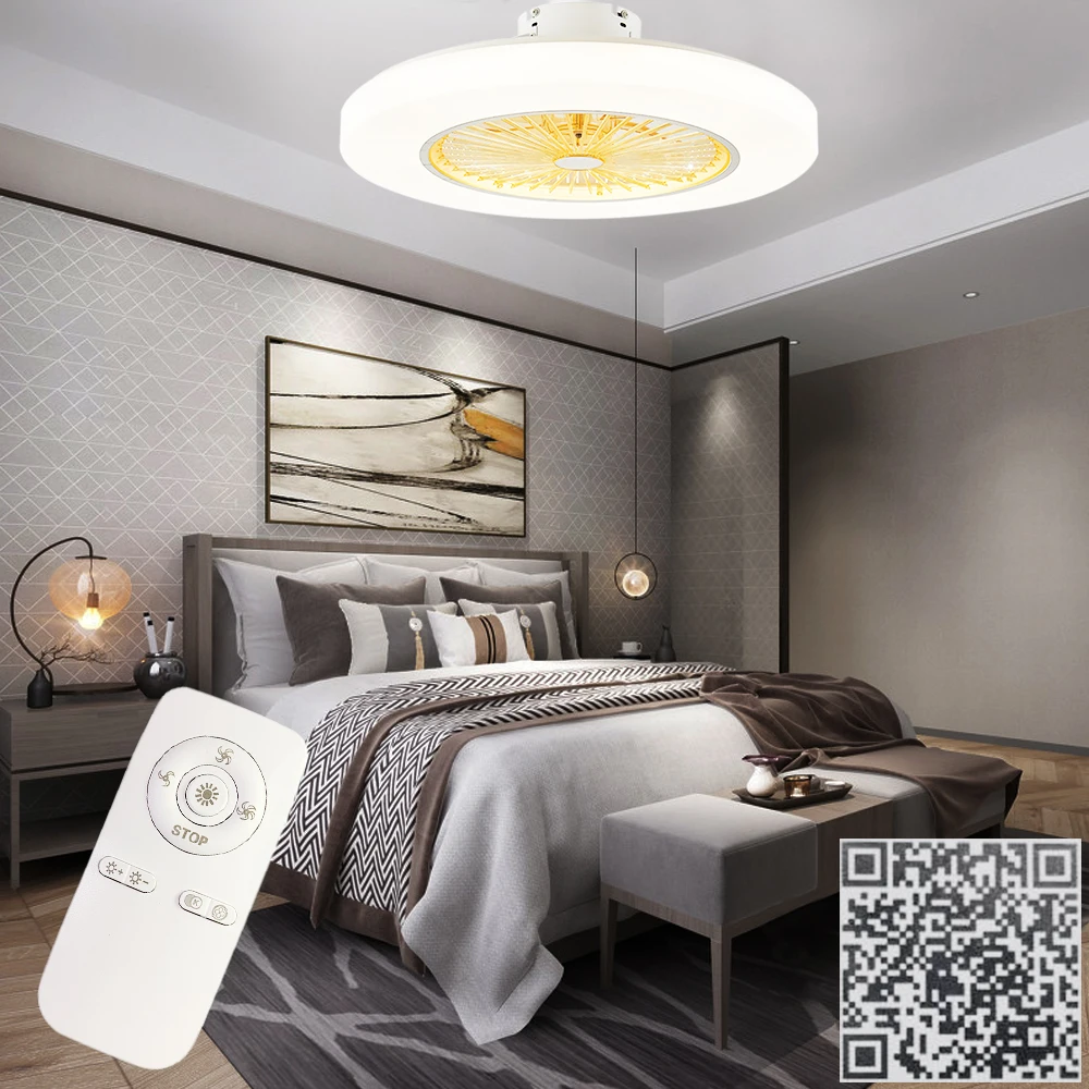 Бесшумный потолочный вентилятор с дистанционным управлением и светильник кой 58