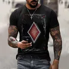 Мужская футболка с коротким рукавом, дышащая Повседневная футболка с 3D-принтом покера, лето 2021