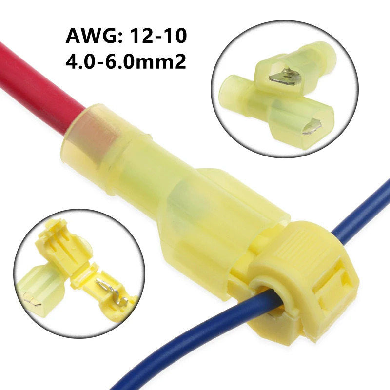 100/50pcs T Tap Wire Connector Quick Electrical Cable Connectors Snap Splice Lock Terminals Crimp Waterproof | Обустройство дома