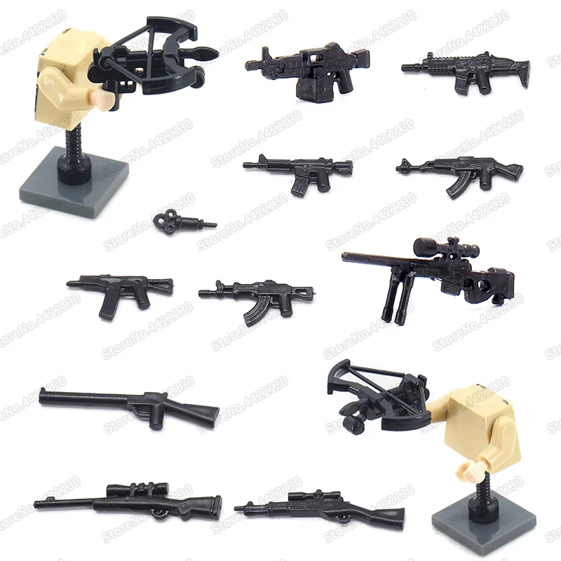 Фигурки оружия из строительных блоков военной экипировки, огнестрельных моделей, солдат и подарков на Рождество для мальчиков.