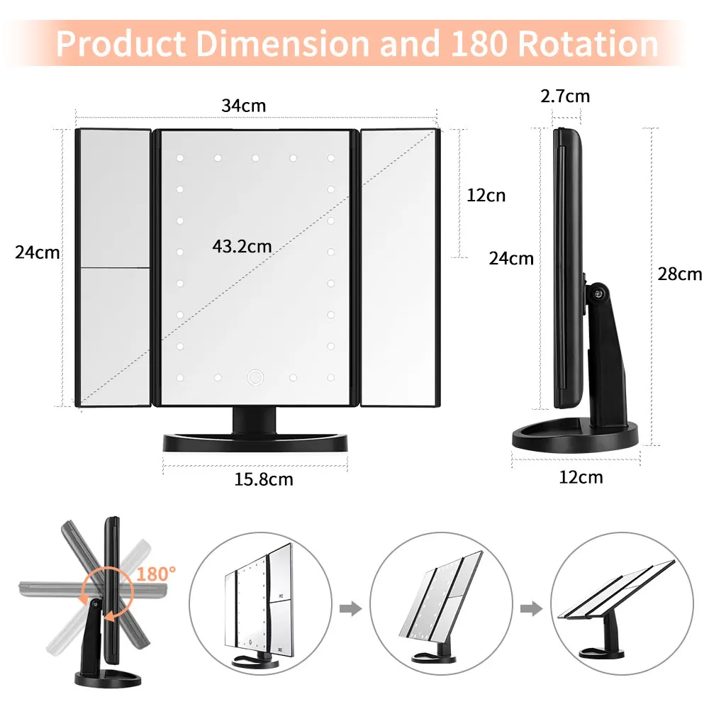 Светодиодный складной регулируемый фонарь 21 светодиодный 1X/2X/3X увеличение