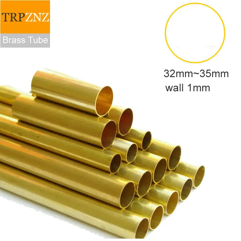 Large diameter thin wall H62 brass tube pipe,outer diameter 32mm 33mm 34mm 35mm,wall thickness 1mm ,Capillary Hollow brass tube