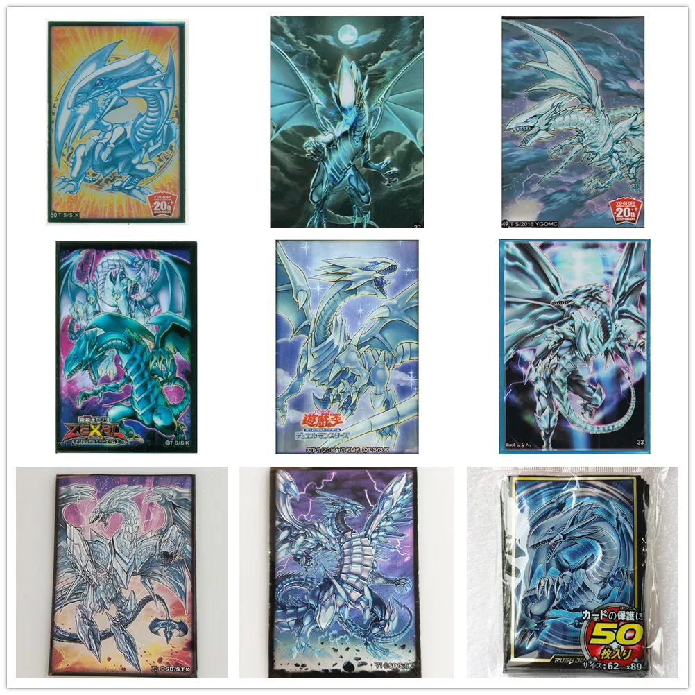 50 шт./упак. Yugioh BLUE-EYES chaomax White Dragon Game Sleeve EYES OF BLUE Yu-Gi-Oh! Защитный чехол с изображением