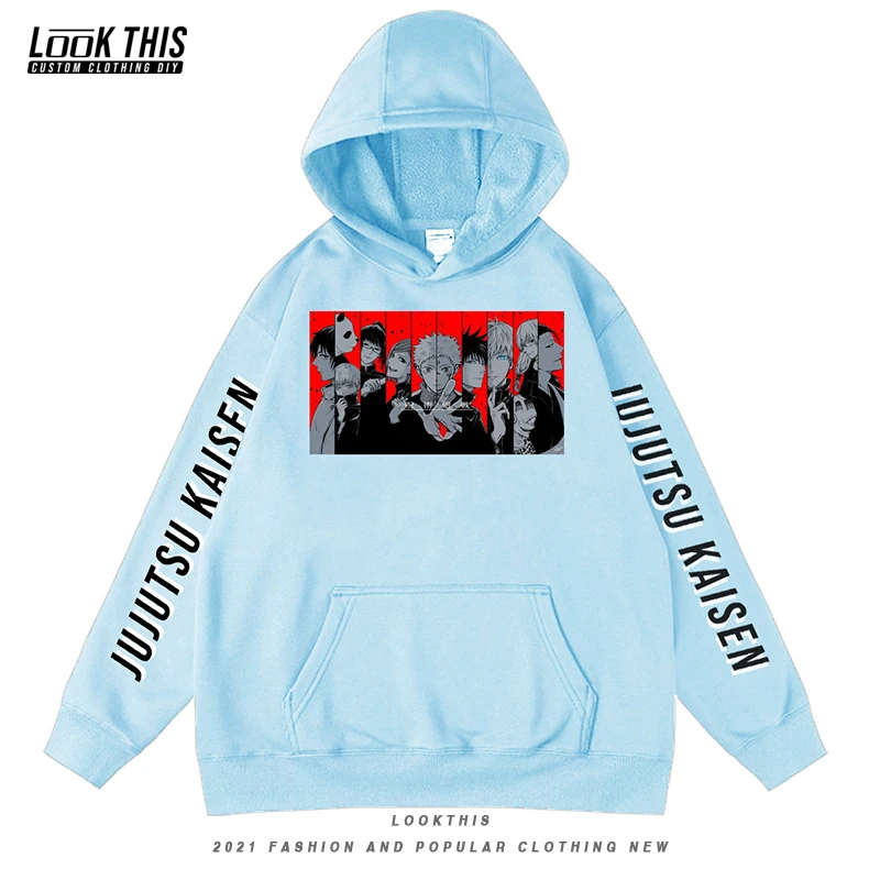 

Cartoon Jujutsu Kaisen Oversized Hoodie Streetwear Pullover Men's Long Sleeve Hoodies Autumn 2021 Unisex HipHop Male Sweatshirt