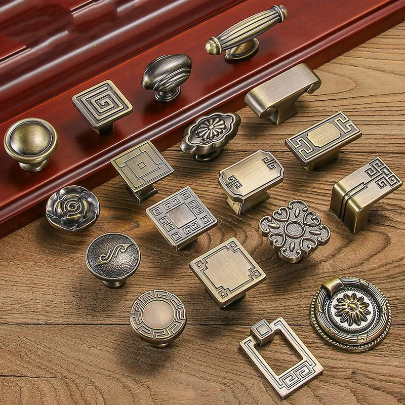 Дверные ручки в китайском стиле архицированный ящик встряхивающая ручка нагрудный шкаф зеленая бронзовая