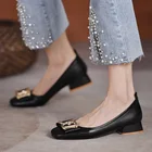 Женские модельные туфли на низком каблуке, туфли-лодочки с квадратным носком, металлические офисные туфли, женские туфли на низком каблуке
