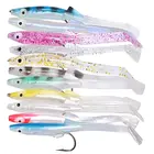 6 шт.лот, рыболовная приманка, рыболовная приманка, угорь, белая, синяя, Мягкая приманка с крючком, 8 см, 2,3 г, мелкая рыболовная искусственная приманка, рыболовная приманка