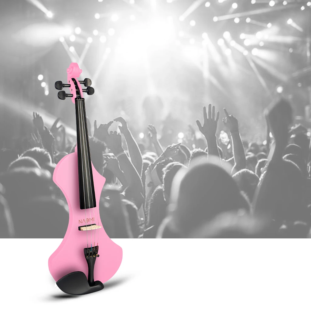 NAOMI Exquisite Pink Electric Violin 4/4 Set w/ Brazilwood Bow+Case+Bag+Rosin+Bridge+Tuner+Strings Gifts For Beginner Student enlarge
