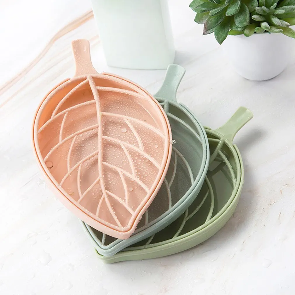 

Creative Drain Soap Box Leaf Modeling Soap Holder Bathroom Accessories Soap Dish Storage Basket Box Stand