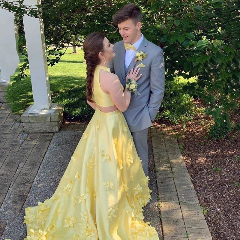 

Женское элегантное атласное длинное платье-трапеция с лямкой на шее и цветами, Лидер продаж, вечернее платье без рукавов