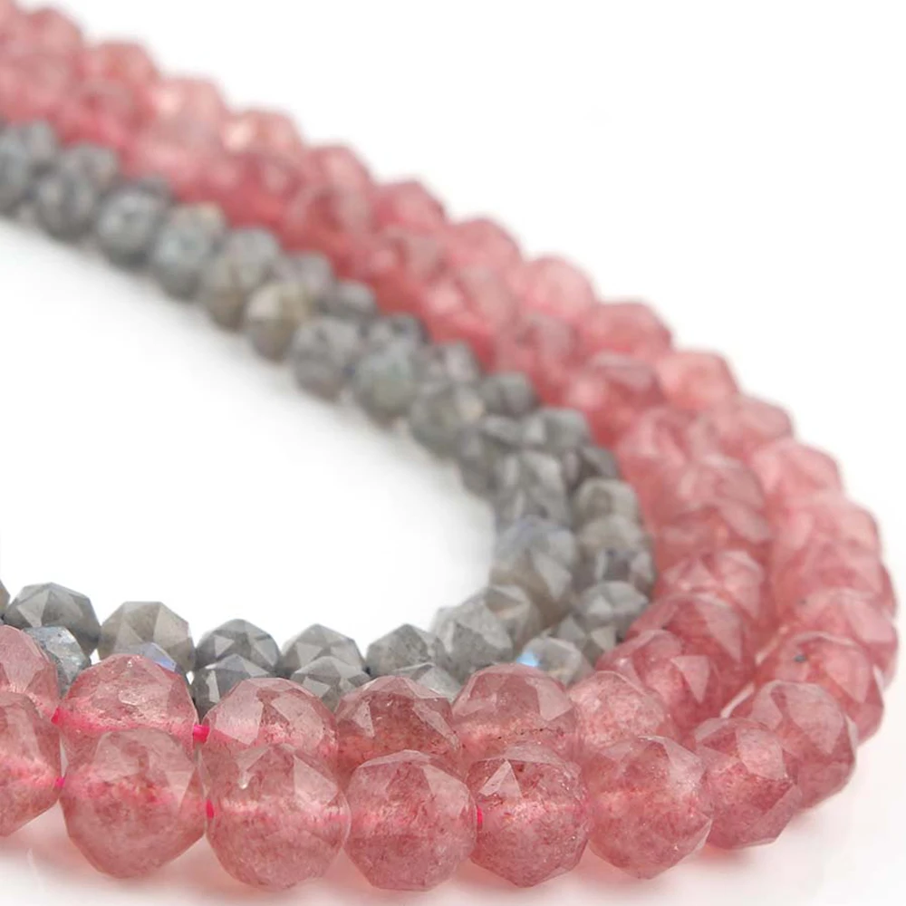 6/8 мм граненые бусины из натурального камня с лабрадоритом клубничным кристаллом