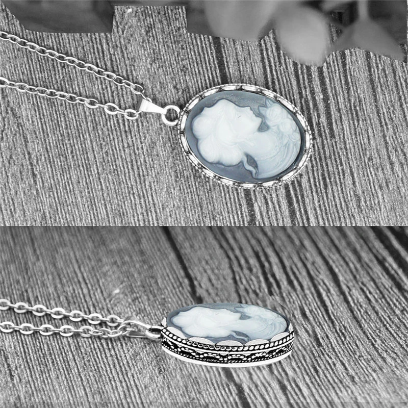 Lady Queen Cameo Jewelry Sets Vintage Necklace Earrings Ring For Women Flower Pendant Fashion Party Jewelry|necklace earring|necklace earrings