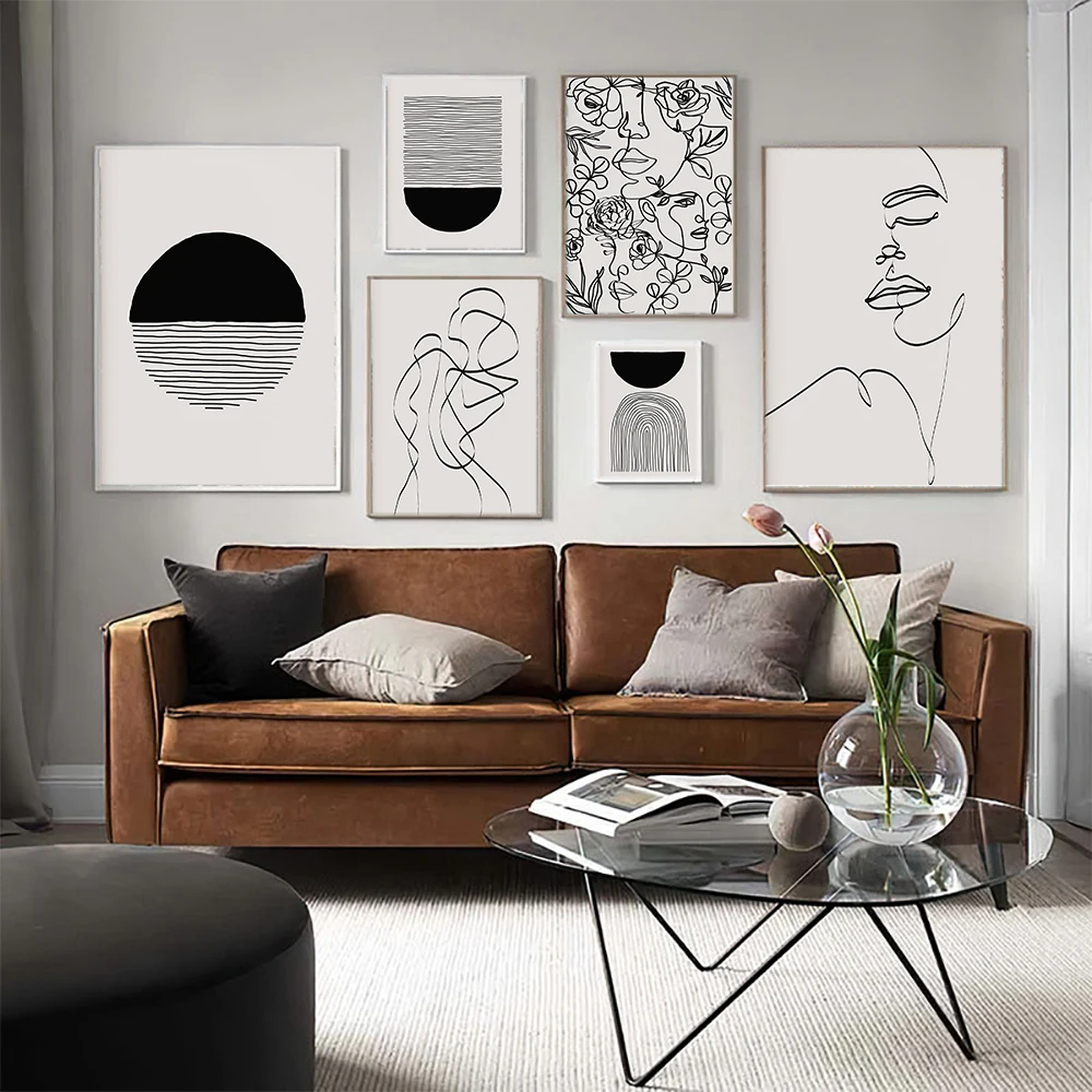 

Boho Poster Female Line Wall Art Canvas Painting Black White Art Print Scandinavian Wall Picture For Living Room Home Decor