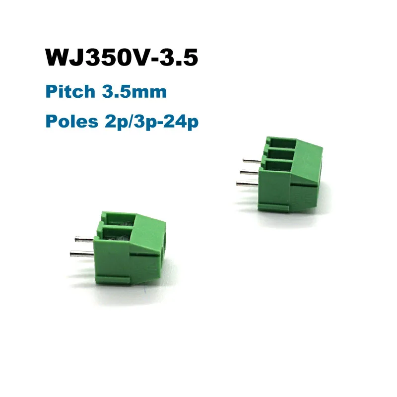100 шт. шаг 3 5 96 мм PCB винтовой клеммный блок коннектор Bornier WJ350V прямой 2/3 контактный