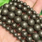 Натуральный камень Железный Пирит круглые свободные минеральные бусины для подвесок ручной работы Изготовление ювелирных изделий Diy браслет 46810 мм