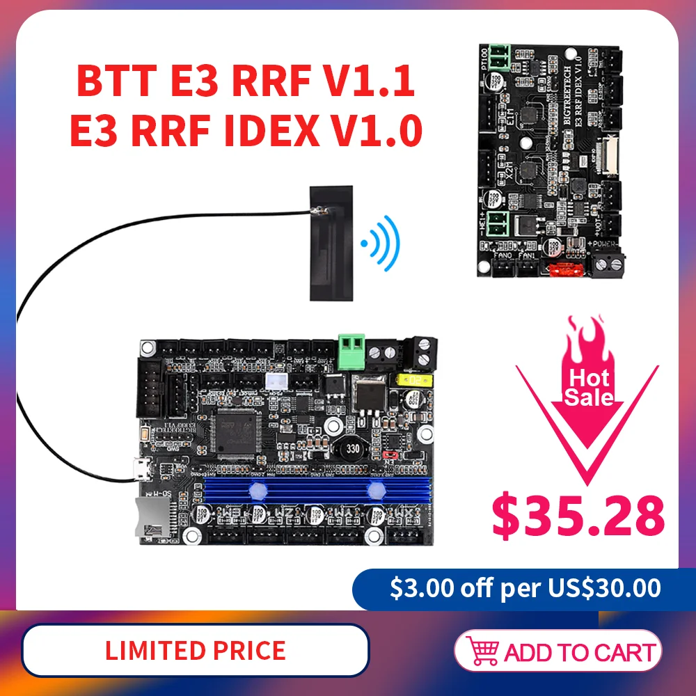 Материнская плата BIGTREETECH E3 RRF V1.1 управления IDEX V1.0 с TMC2209 UART детали для