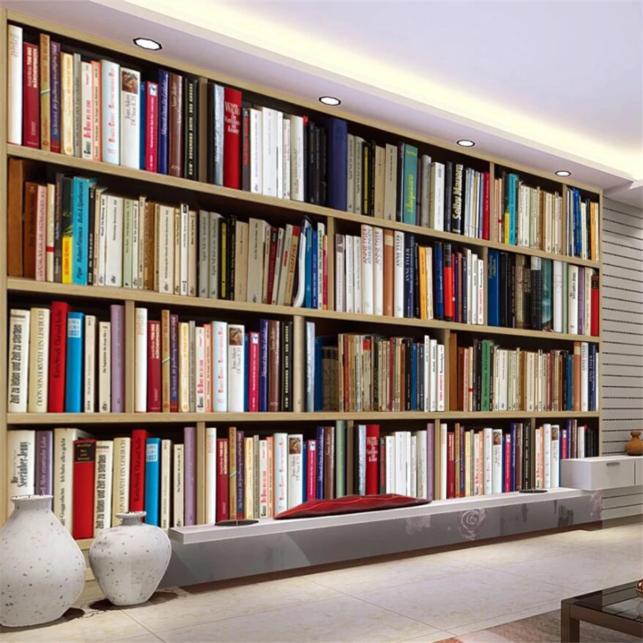 3D фотообои на заказ книжный шкаф фон для гостиной спальни украшения живопись