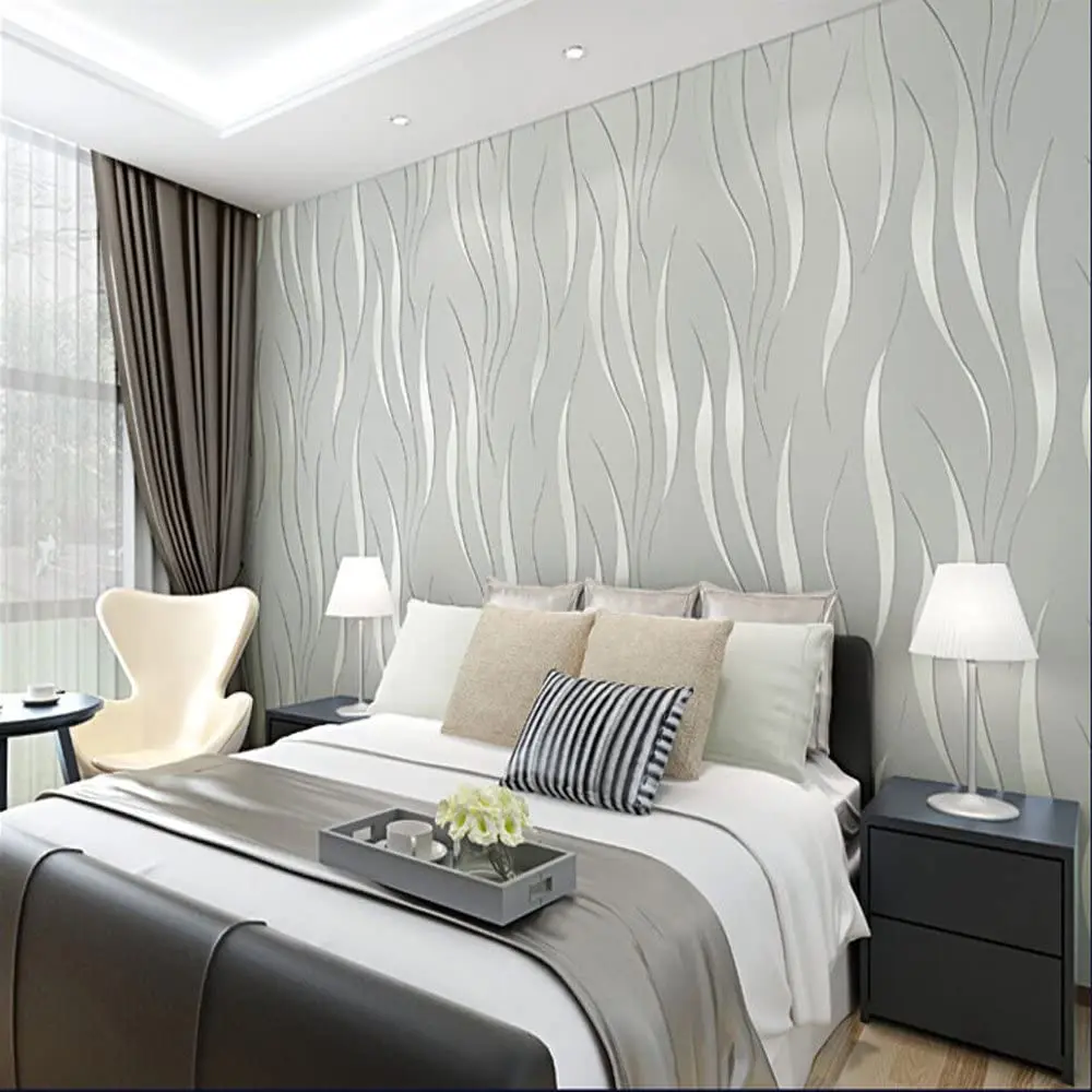 Современная объемная рельефная настенная бумага с волнистой полосой рулон